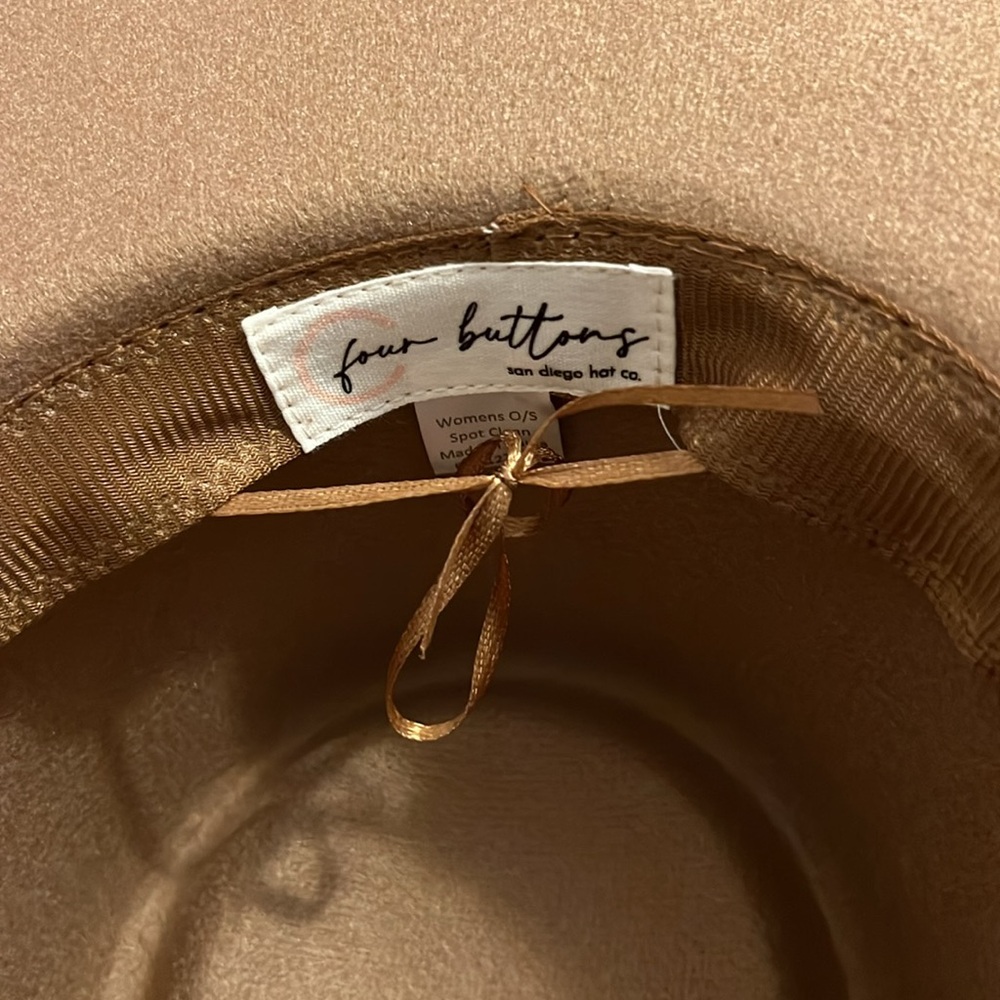 Tan Fedora Hat with Black Band - Picture 5 of 6